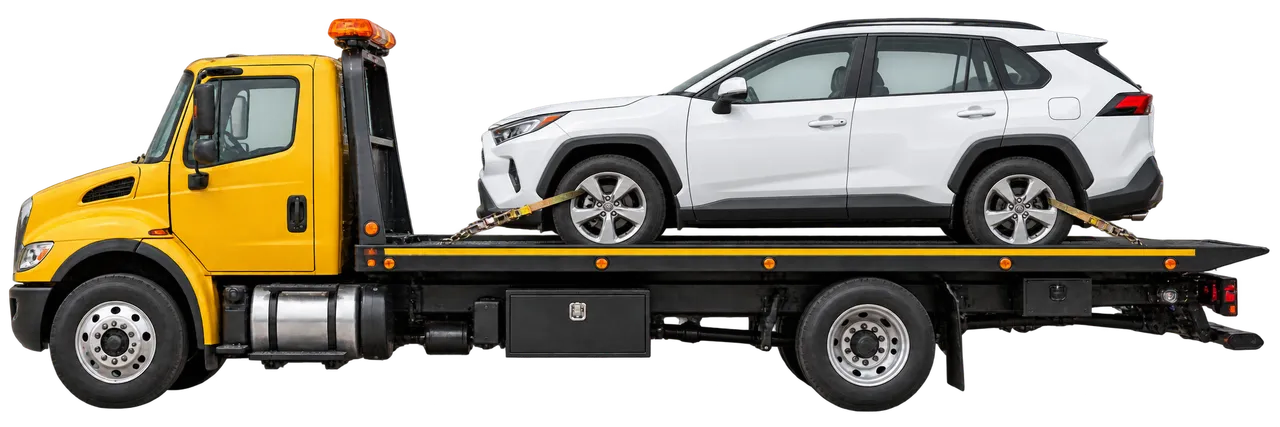 Newer vehicle on a tow truck