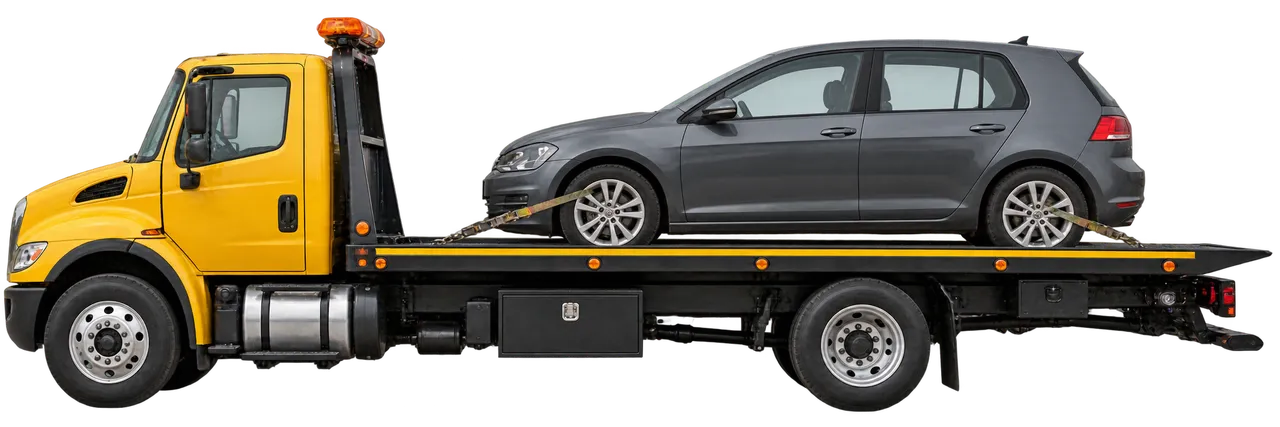 Used car on a tow truck